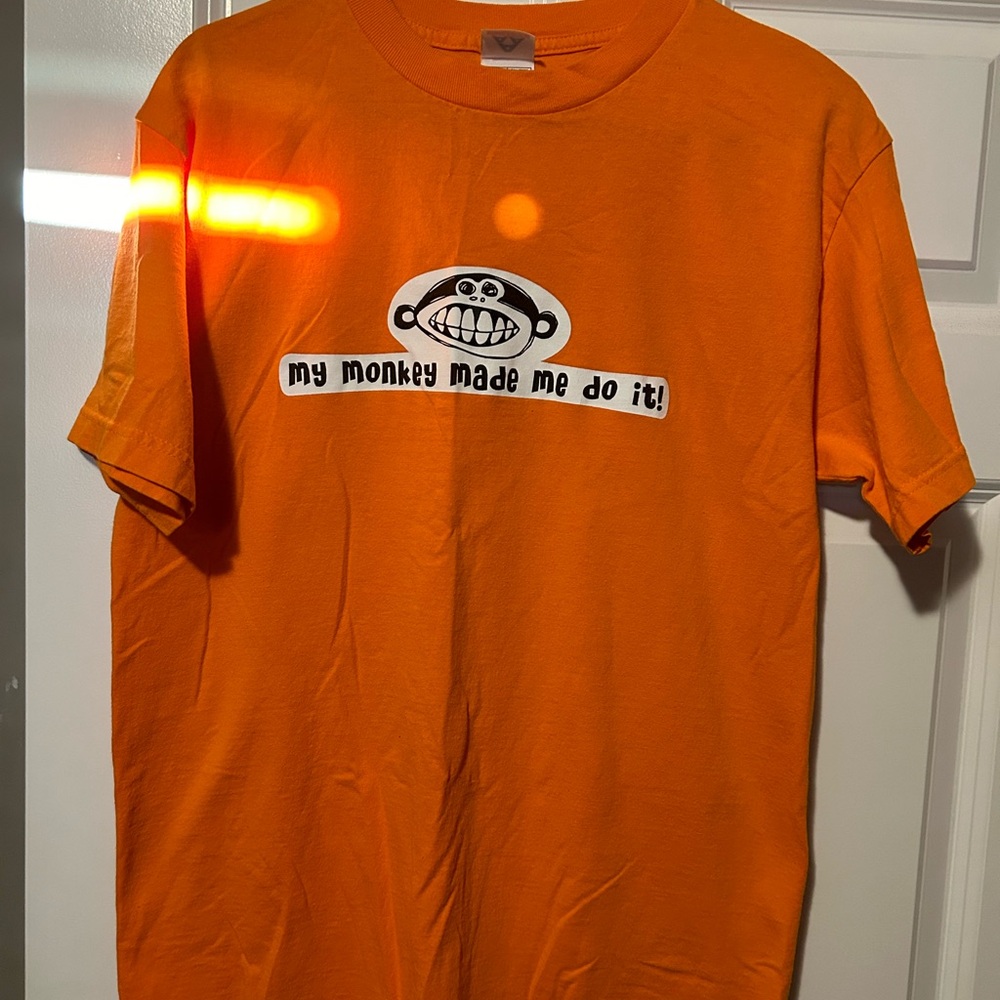 Orange “My Monkey Made Me Do It!” Vintage 90s Skater Graphic T-Shirt